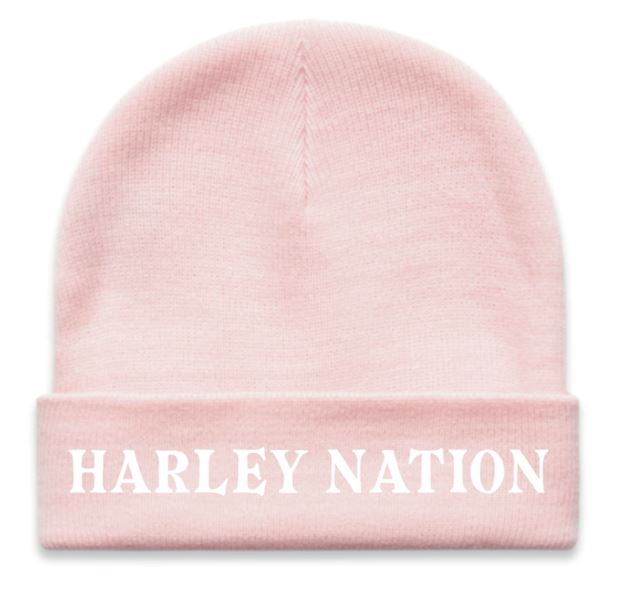 Beanie Pink/White stitch