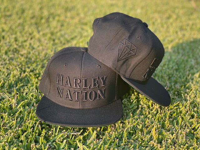 HARLEY NATION BLACK STITCH FLAT PEAK
