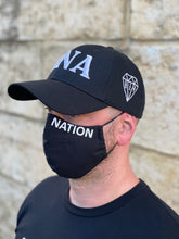 Load image into Gallery viewer, FACE MASKS BLACK WITH WHITE PRINT
